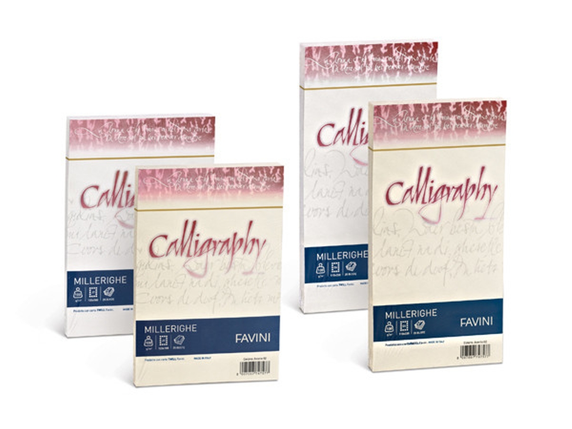 Papel de caligrafia FAVINI Millerighe para impressora jato de tinta A4 210X297 mm 50 folhas branco