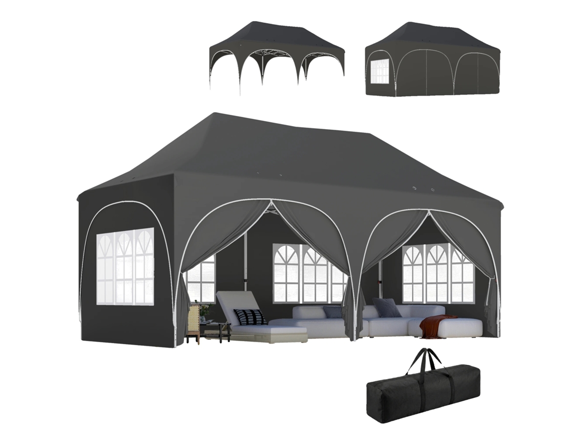 Gazebo, Design Pop-up, Altura Ajustável, Cinza Escuro