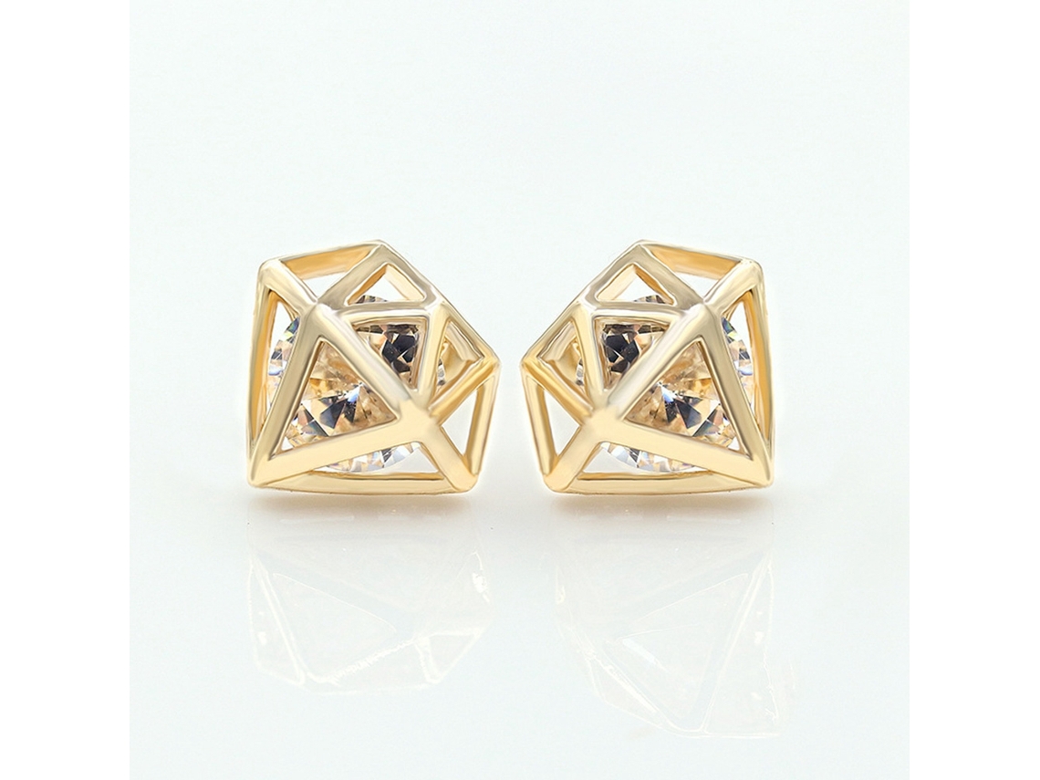 Brincos De Ouro Decoração Simples Com Diamantes