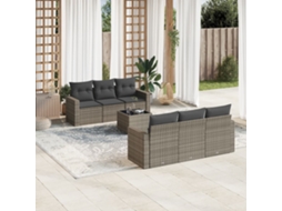 Vidaxl 7 Pcs Conjunto Sofás P/ Jardim C/ Almofadões Vime Pe Cinzento