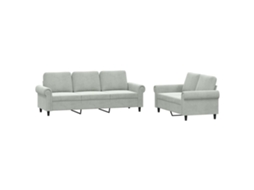 Conjunto de Sofás MAISON EXCLUSIVE 2 peças veludo cinzento claro com almofadões
