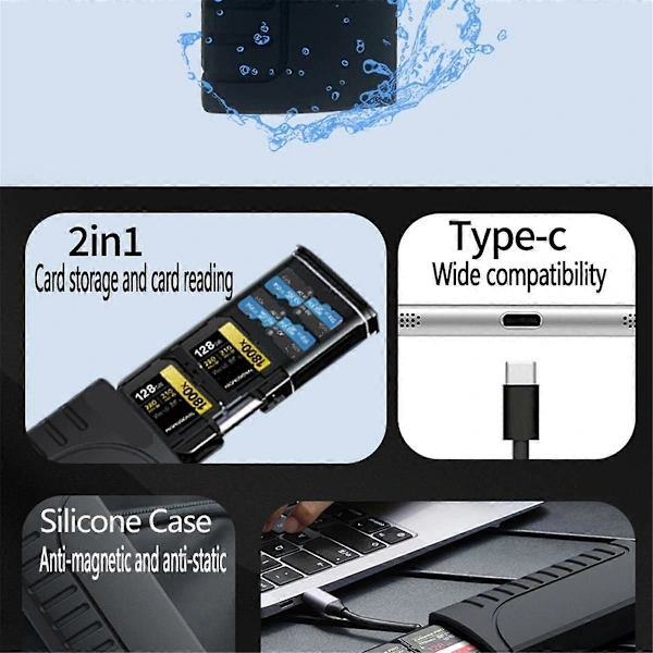 Leitor de Cartão Sd de Alta Velocidade Usb 3.1, Estojo para Cartões Sd/tf/sim AQUAFORGE