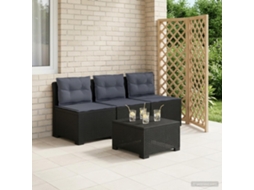 Vidaxl Sofá De Jardim 3 Lugares Com Almofadas Visual Rattan Pp