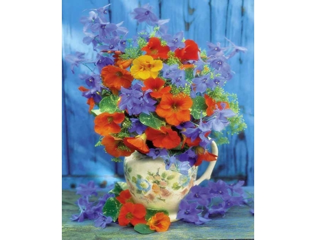 Tela FIGURED' ART Paint by Numbers - Ramos De Flores Laranja E Roxo  - Figured' Art Fa10079-Y (51x2,5x41,3 cm)