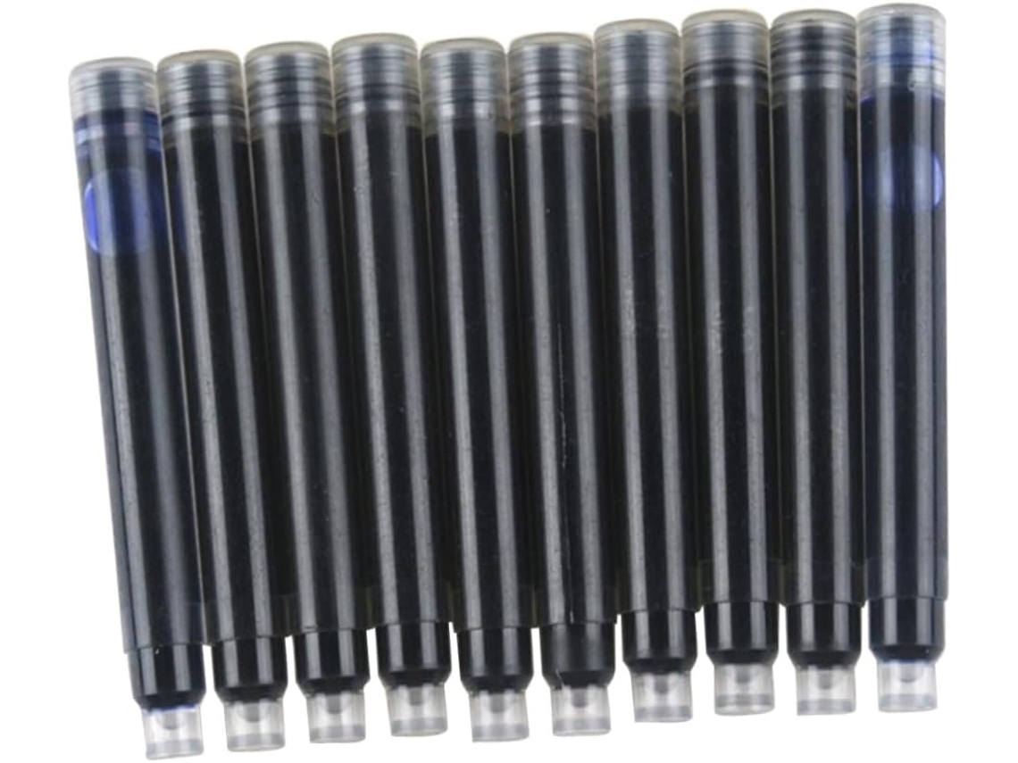 Pacote Com 10 Refis De Tinta Azul Para Caneta Tinteiro, Pontas