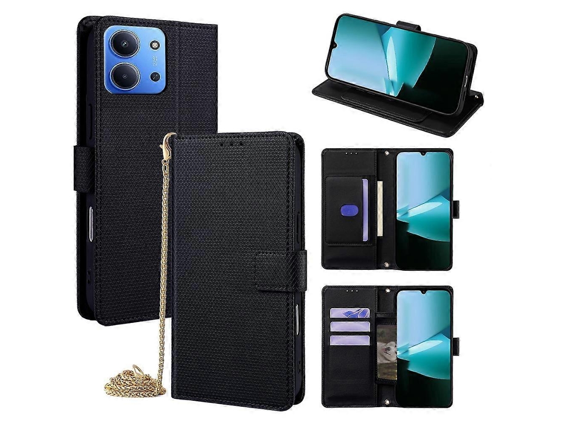 Capa De Celular Triangular Em Couro Com Alça Transversal Para Redmi 15c 5g / 4g Eu 173mm / Poco C85 5g