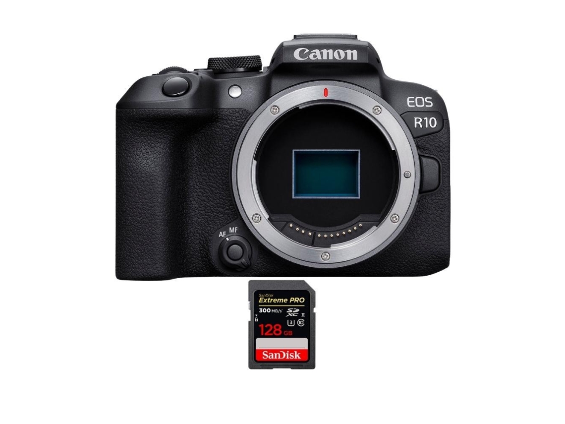 Eos R10 + 1 Sandisk 128gb Uhs ii 300mb/s Máquina Fotográfica Híbrida Aps c + Ebook “20 Dicas para Fotos Que Impressionam” CANON