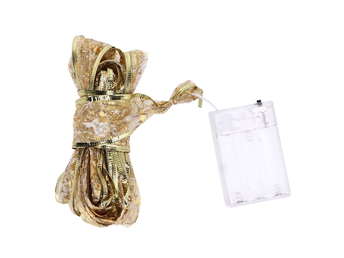 Rebe-cinta Led De Natal De 13,12 Pés Com Luz Branca Quente Para Decoração De Árvore, Ouro Transparente