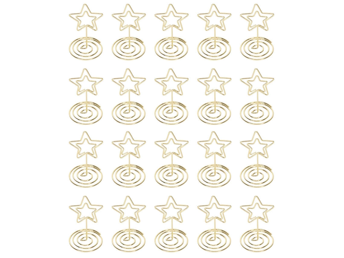 20 Unidades Portatárjetas Pequeños Estrella De 5 Puntas Dorados Para Mesa Tarjetas Fotos Números