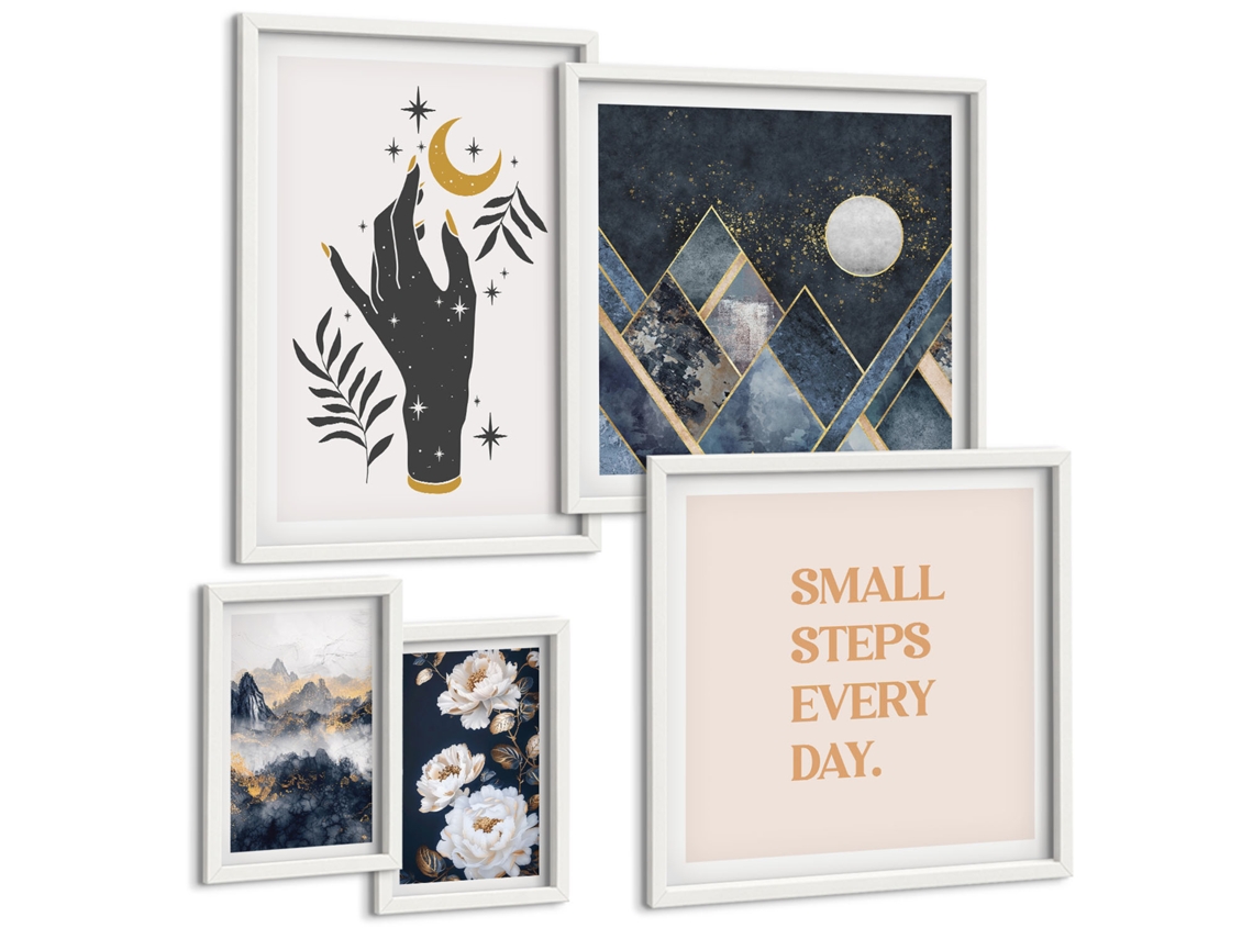 Conjunto De Pinturas Estilo Boho Com Natureza E Mensagens Espelharte (5 Peças)