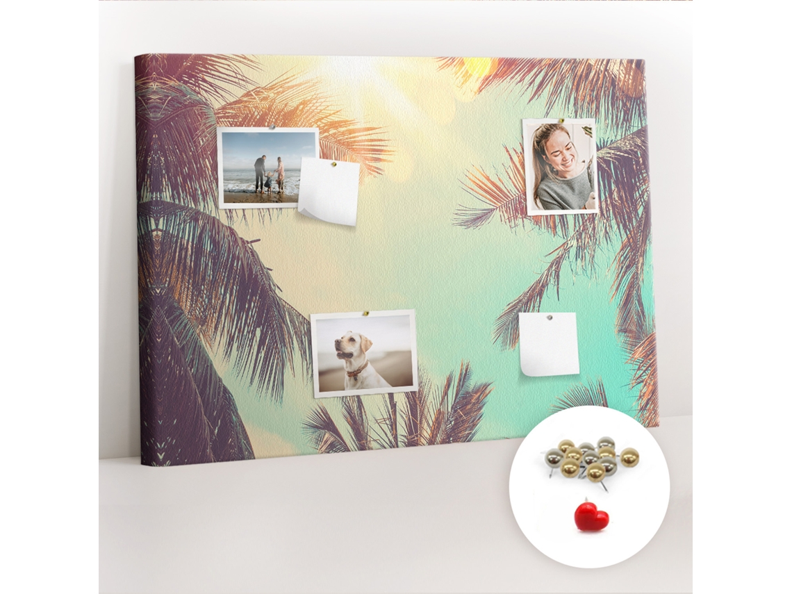 Quadro De Cortiça Com Impressão Palmeiras Tropicais Para O Quarto Das Crianças Espelharte (70x100 Cm)