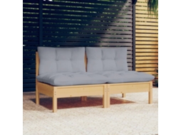 Sofá De Jardim 2 Lugares Com Almofadas Cinza Pinho Maciço Dkd Home Decor