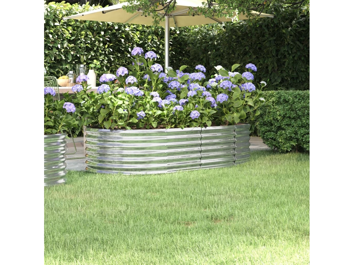 Vidaxl Canteiro Elevado Jardim 152x80x36cm Aço Galvanizado Prateado