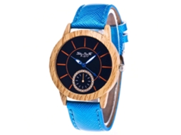 Reloj De Cuarzo Con Correa De Cuero Pu Moda Para Mujer Dial Redondo Azul Real