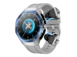 (pulseira De Silicone Prateada) Smartwatch Com Fone De Ouvido Bluetooth Duplo E Monitor De Frequência Cardíaca À Prova D'água Ip67