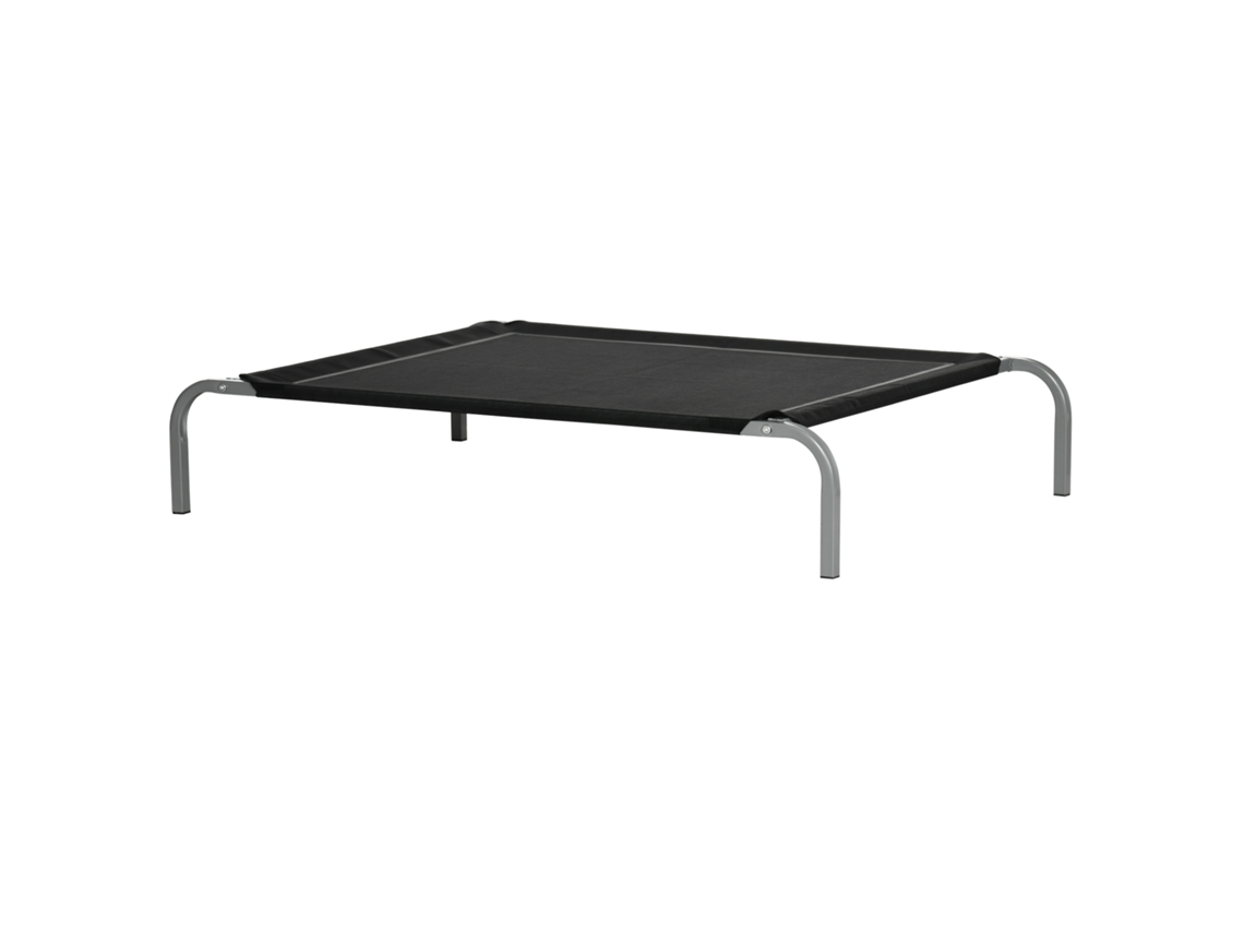 Cama Elevada De Estimação E Gatos Desmontável Tecido Textilene Exterior Jardim Terraço 110x75x20 Cm Preto