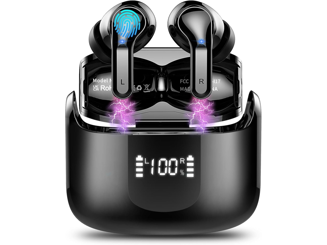 Fone de Ouvido Bluetooth 5.3 com Tela de Toque e Cancelamento de Ruído JIAPEI