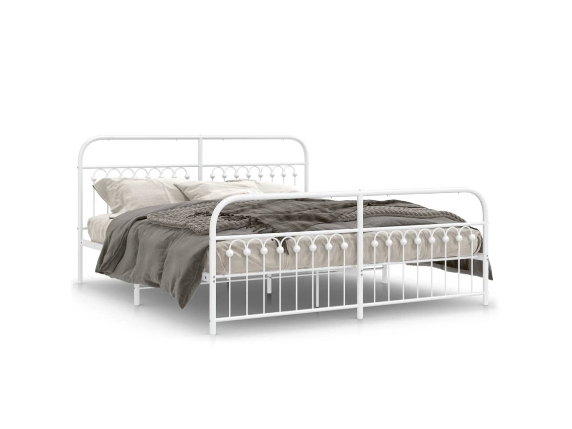 Estrutura de Cama com Cabeceira e Pés Metal Branco MAISON EXCLUSIVE 183x213 cm
