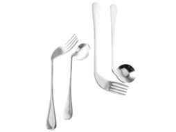 Conjunto De Utensílios De Aço Inoxidável Com 2 Colheres De Sopa E 2 Garfos Design Ergonómico Prateado 20 X 7 5 Cm E 17 X 3 8 Cm
