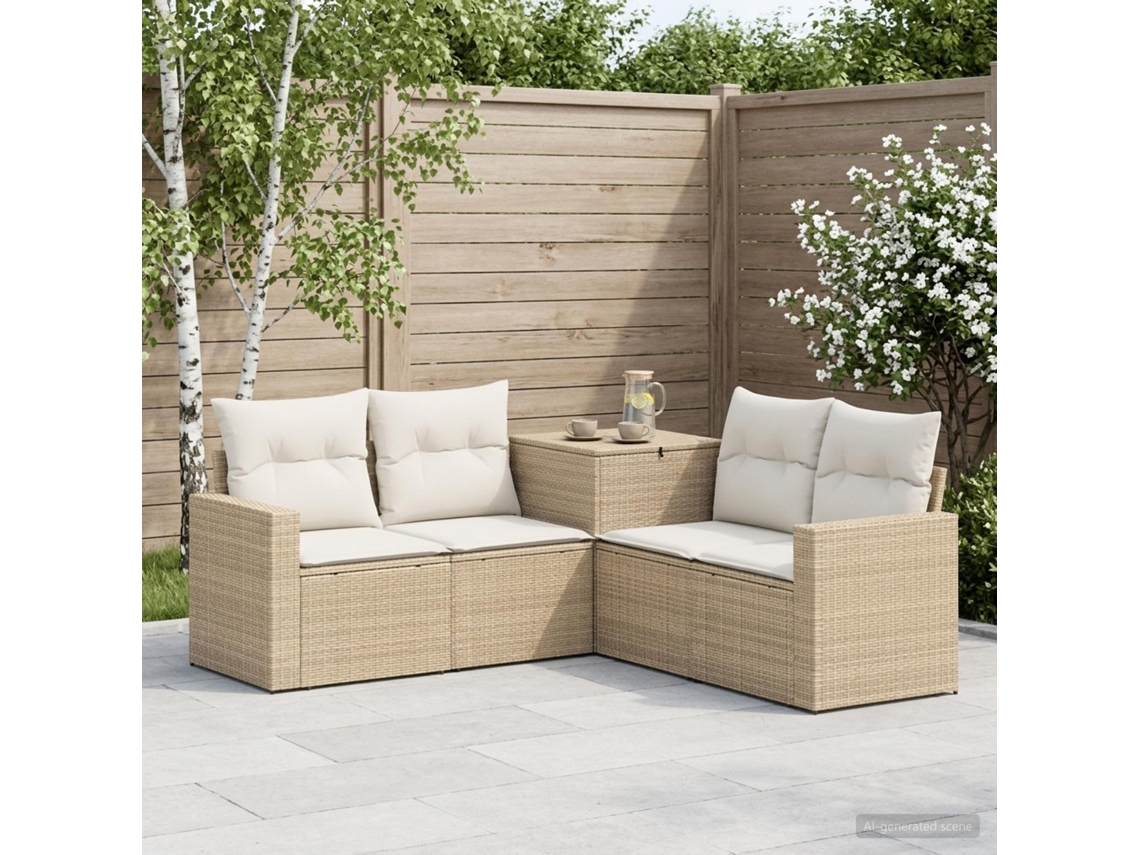 Vidaxl Conjunto De Sofás 5 Unid. Bege E Branco Creme