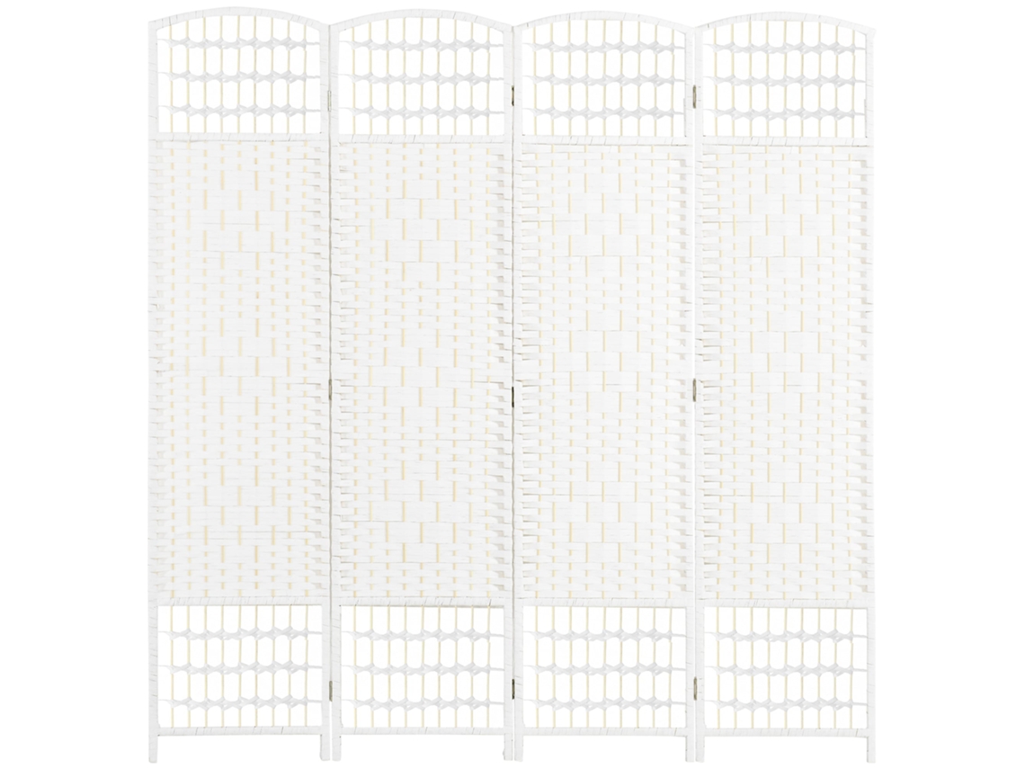 Biombo Dobrável 4 Painéis para Interiores,autoportante e Trançado,160x170 Cm,branco BTFORUS