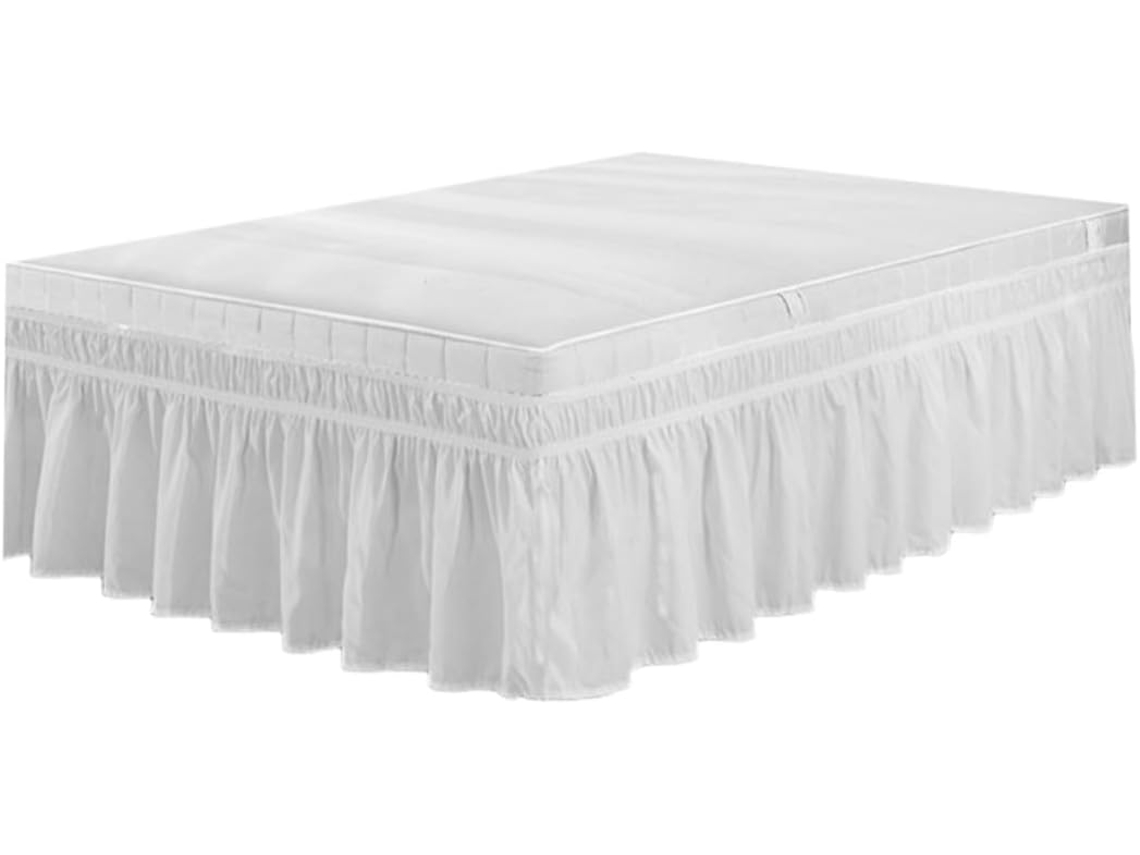 Saia de Cama Plissada em Poliéster Branco com Elástico e Estrutura Delicada. Ideal para Uso CHABERLU