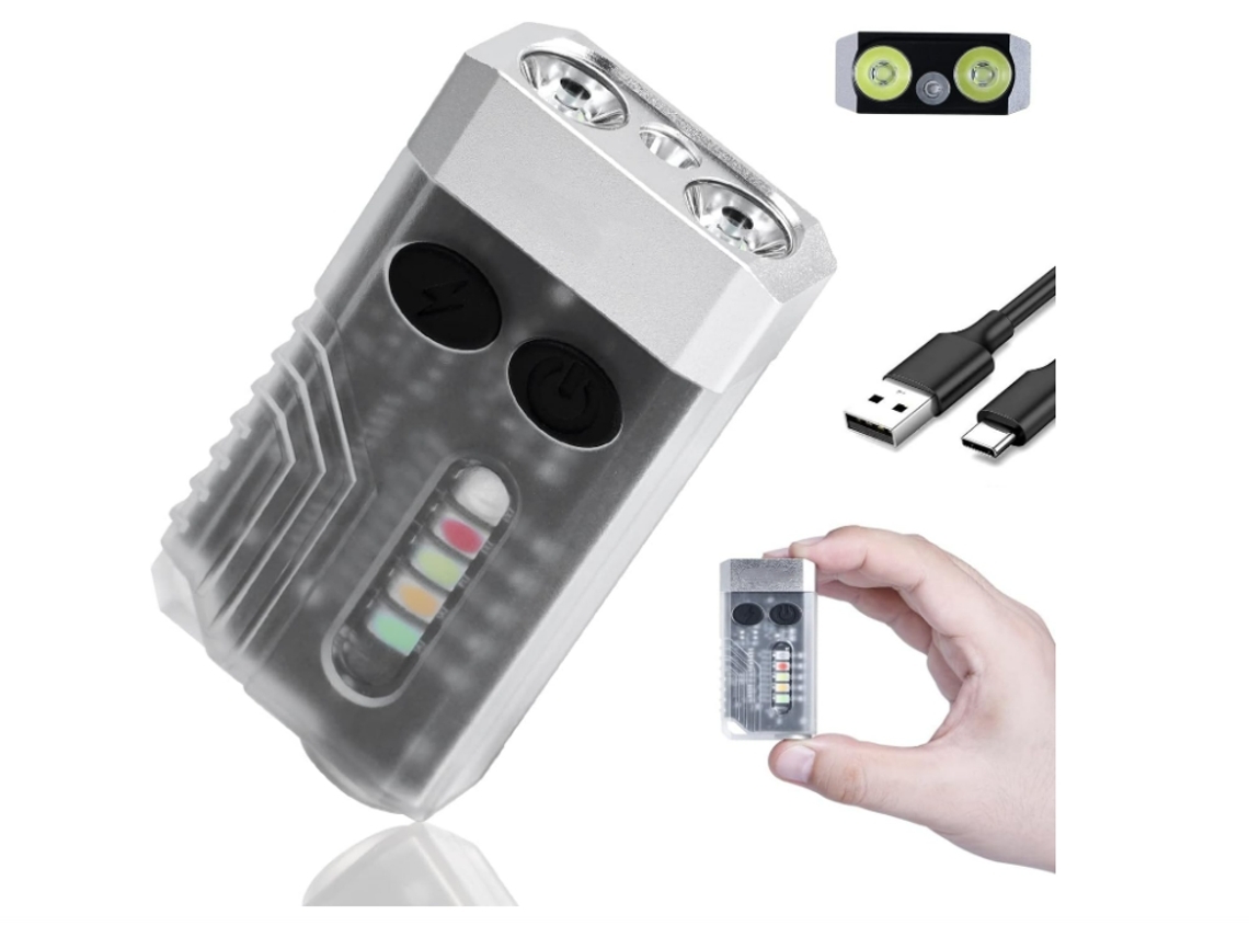 Lanterna Mini Edc Recarregável de 1000 Lúmens Uv de 365 Nm Fonte de Luz Multicolorida com Base Magnética e Alarme Sonoro Branco BISBISOUS VIGA EUROPE