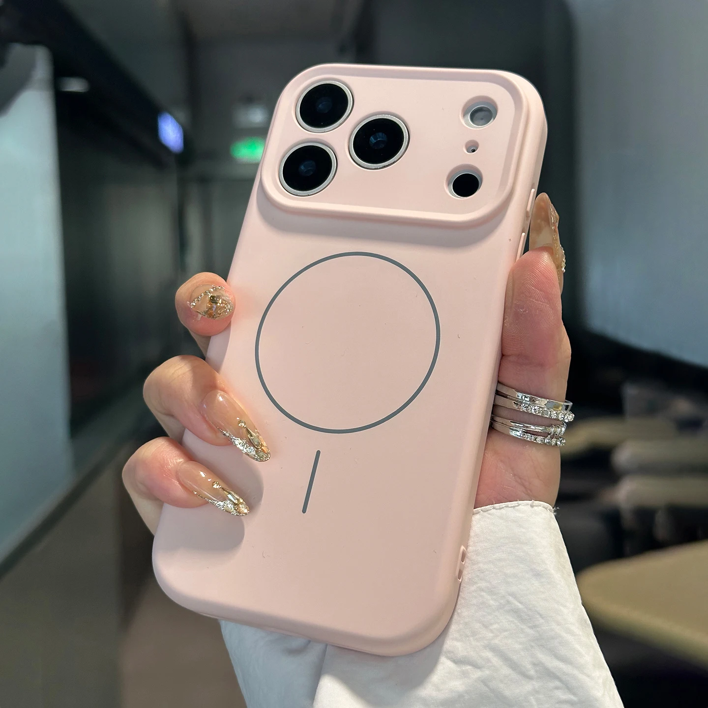 Capa De Celular Em Silicone Líquido Fosco (rosa) Para Iphone 12 Pro Max Com Função Magnética.