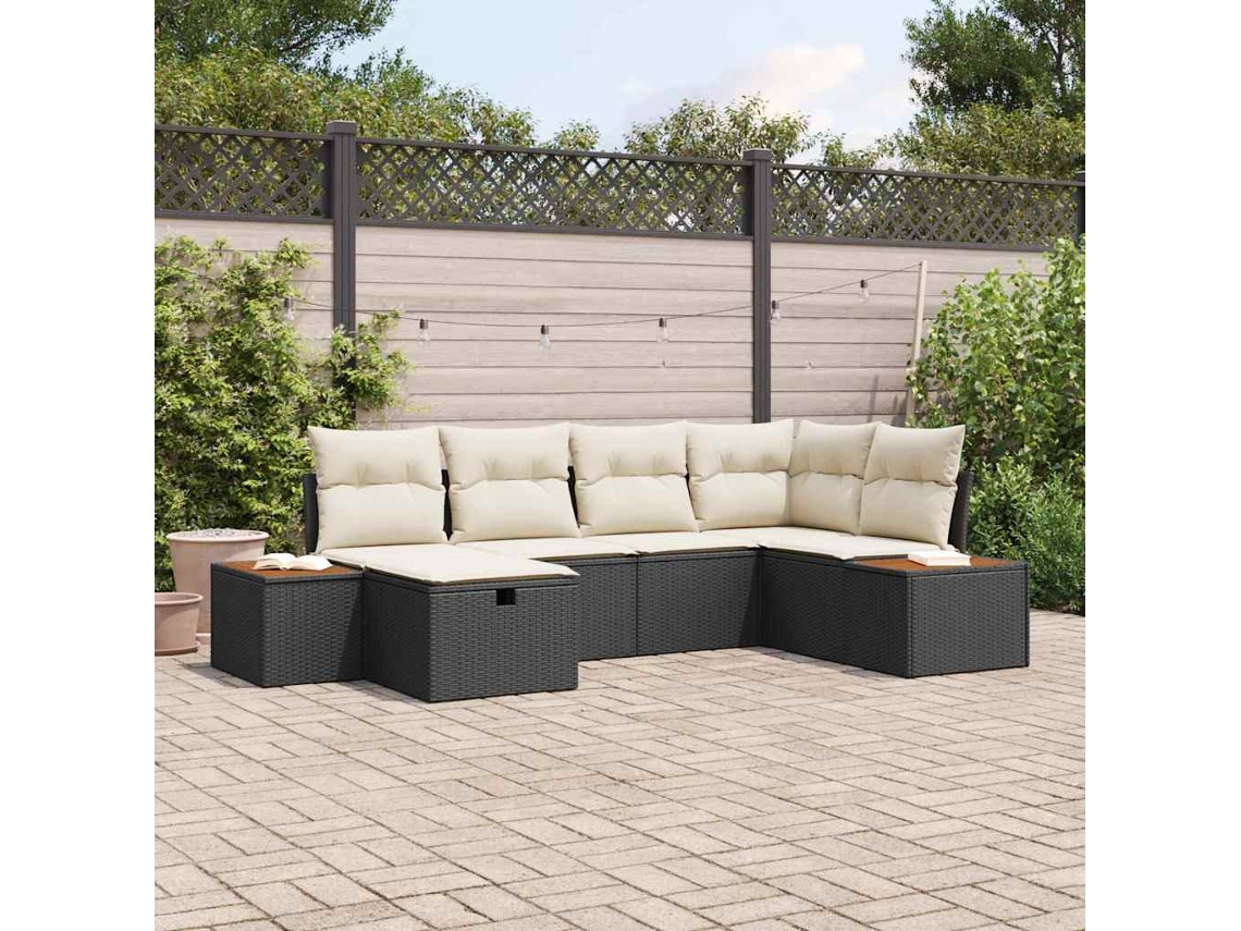 Vidaxl Conjunto De Sofá De Jardim Preto Vime Pe