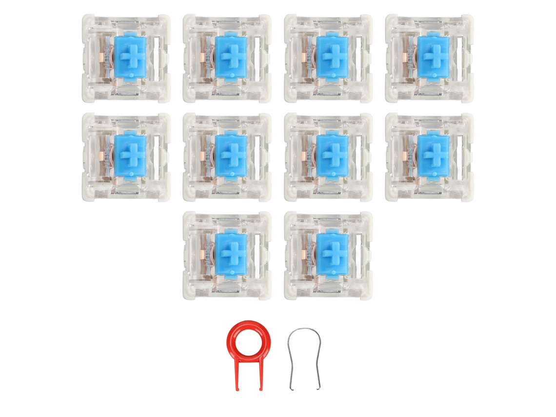 Aetheria 10pcs Interruptores de Teclado Mecânico Blue Switch Abs para Diy Substituição com Extractor de Eixos e Teclas