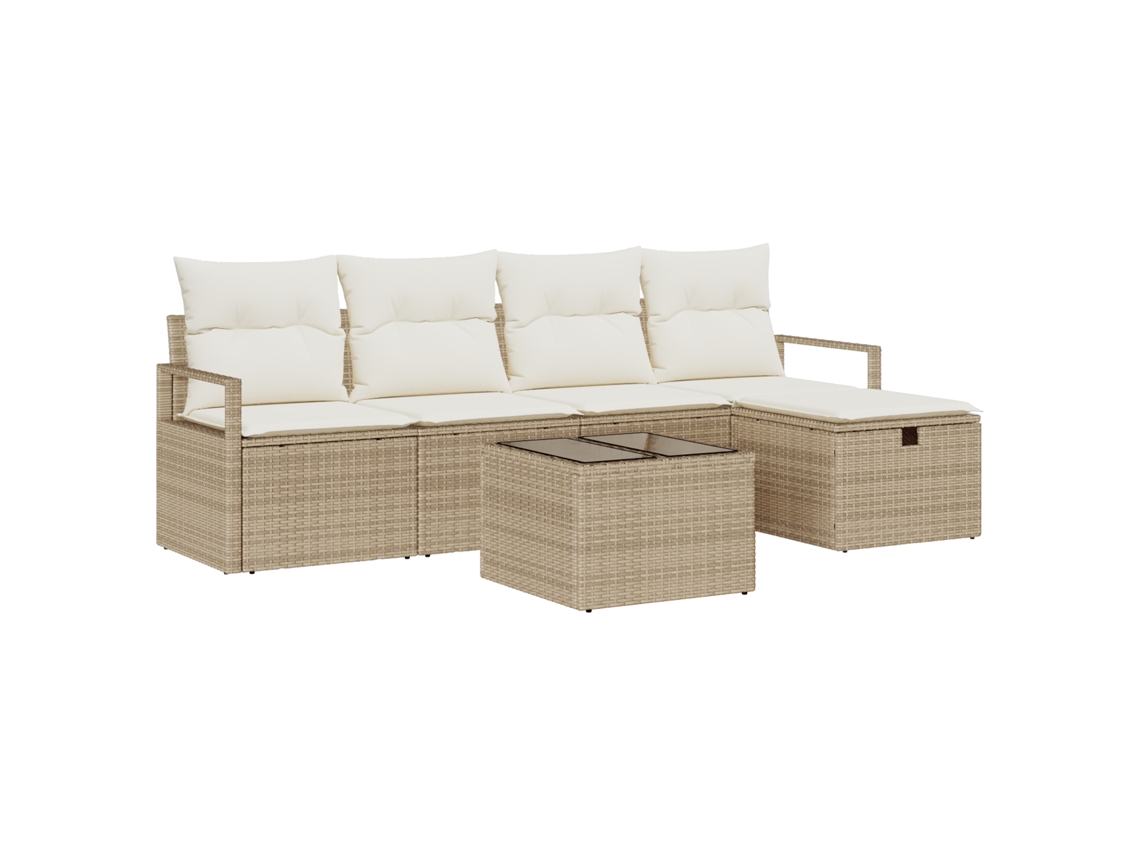 Conjunto 6 Sofá De Jardim Vidaxl Preto Vime Pe (55 X 55 X 37 Cm)