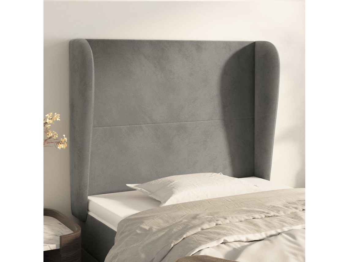 Vidaxl Cabeceira De Cama C/ Abas Veludo 83x23x118/128cm Cinzento-claro