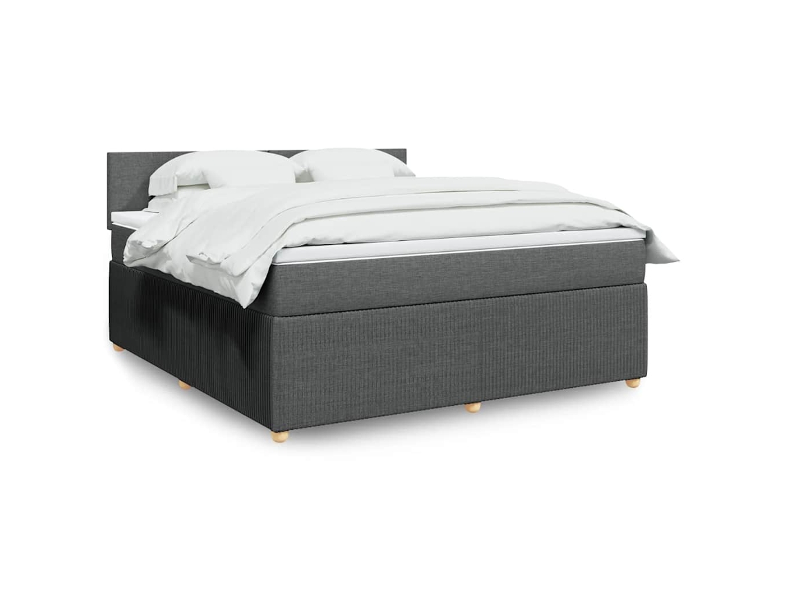 Vidaxl Cama Com Molas/colchão 180x200 Cm Tecido Cinzento-escuro