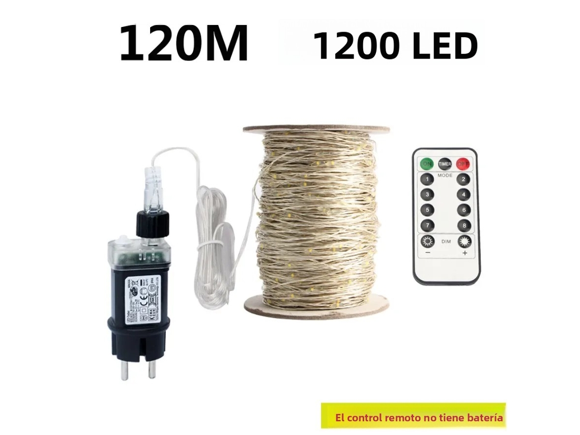 Cordão De Luzes Led (120 M De Comprimento, 1200 Leds), Ideal Para Decoração De Natal, Etc.