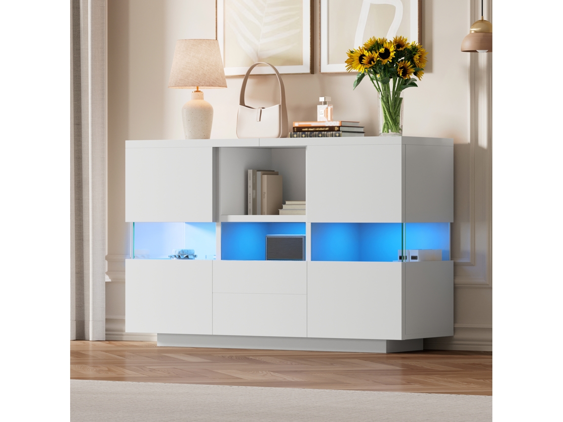 Gabinete Sala Estar Minimalista Branco, 2 Andares (flutuante + Em Pé), Armazenamento Amplo, Anti-poeira, Elegante-xm