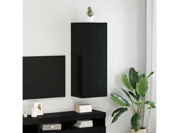 Vidaxl Armário de Tv de Parede Carvalho Preto 40,5 X 30 X 102 Cm