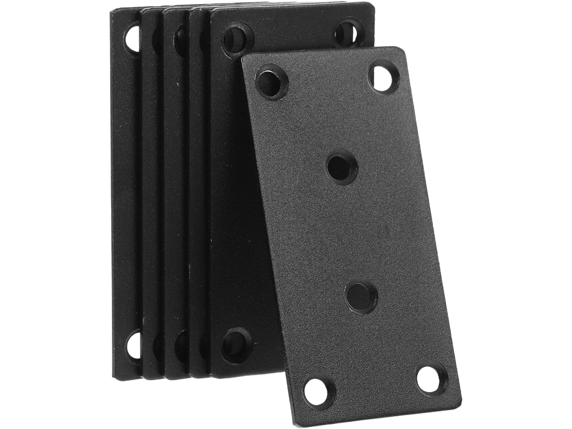 Suportes Metálicos Planos Em Aço Inoxidável Preto, 40x80 Mm, Com Parafusos, Conjunto De 6 Unidades Para Reparo E Reforço