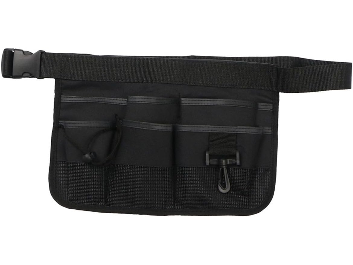 Bolsa De Cintura Para Jardinagem Em Tecido Oxford Preto, Resistente E Ajustável, Com Vários Bolsos Impermeáveis Para
