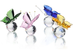Borboleta de Cristal Voadora com Base, Ornamento Animal da Coleção de Vidro Lapidado, Pacote com 4 BRILVIBERA