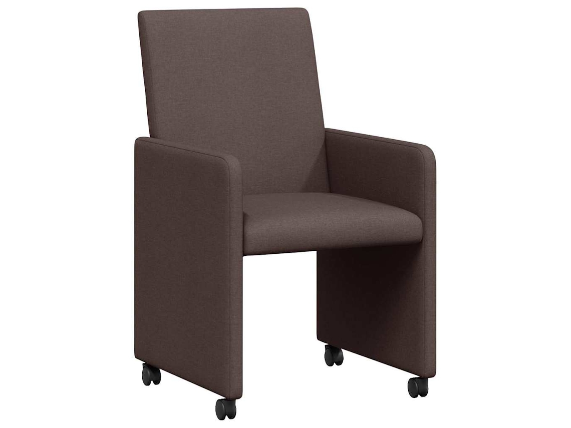 Conjunto de 2 Cadeiras de Jantar com Rodas Tecido Marrom Escuro MAISON EXCLUSIVE