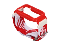 Pulseira de Nylon Trançado com Capa Protetora para Mi Band 7 Pro Vermelho Branco e Vermelho