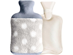 Botella de Água Quente de 2l com Alças e Estojo de Plush Macio para Aliviar Dores e Aquecimento no Inverno (cinza)