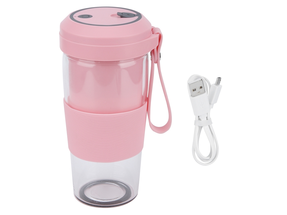 Liquidificador Portátil Usb Laxiscreed Com Jarro De Vidro 350ml, Cor Rosa Para Smoothies E Refeições Rápidas