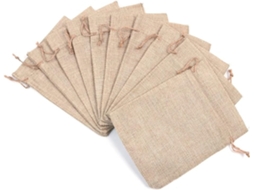 Pacote com 10 Sacolas de Juta Natural 13 X 18 Cm para Presentes, Joias, Lembrancinhas de Aniversário e Projetos de Artesanato, Cor Marrom BRILVIBERA