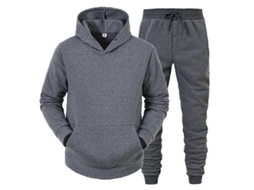 2 Peças Conjunto Roupa Esportiva Masculina Inverno Manga Longa Cintura Elástica Bolsos