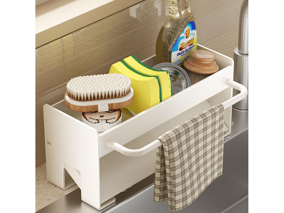 Escorredor de Loiça Compacto Para Lava-loiça de Cozinha - Design Durável Com Tabuleiro Autolimpante e Suporte Para Pano de Loiça.