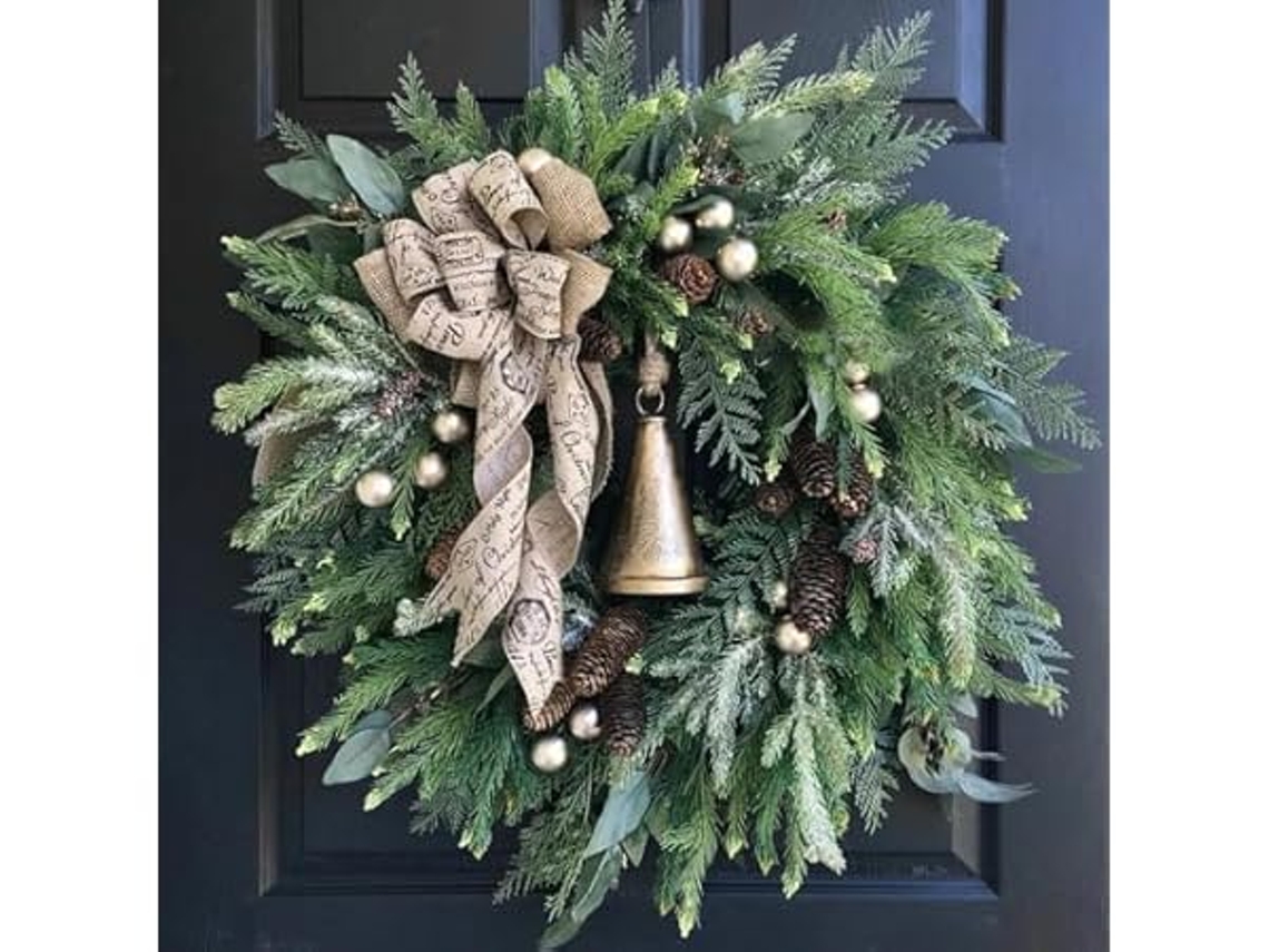 Guirlanda de Natal em Estilo Rústico, Decoração Porta da Frente, Artificial para Exterior . , Ergonômico, Uso Diário STELASPLEN (50 X 50 Cm)