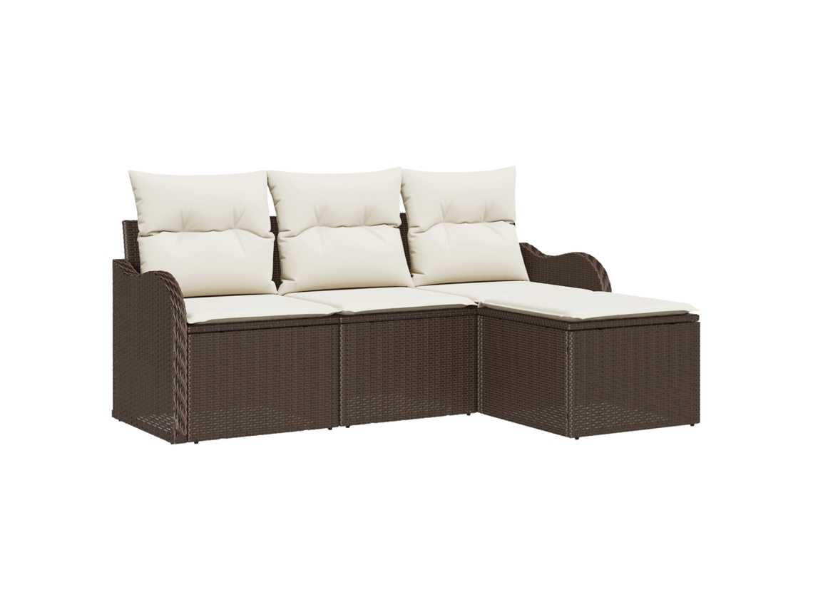 Conjunto 4 Assentos Modulares Ao Ar Livre Vidaxl Castanho Vime Pe (55 X 55 X 37 Cm)