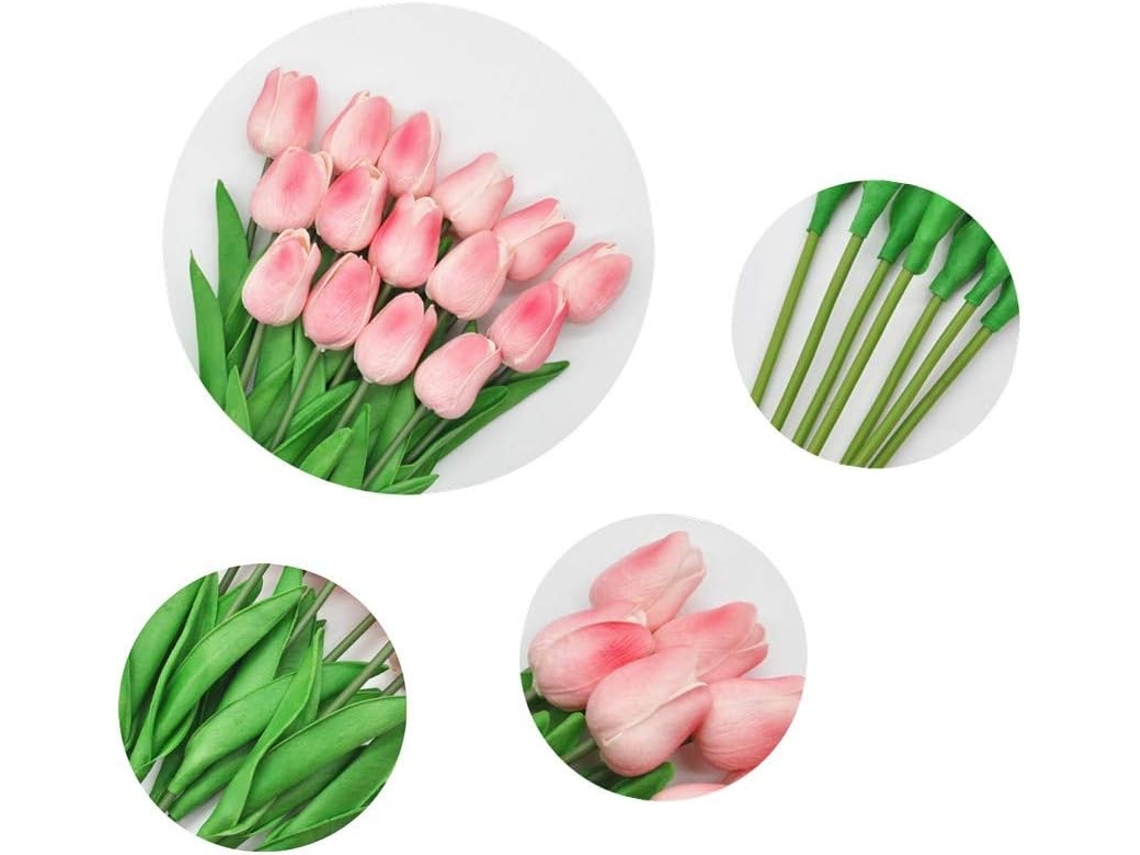 Tulipas Artificiais de Pu, 10 Peças, Toque Realista, Buquê para Casa e Escritório e Casamento AQUAFORGE (rosa)