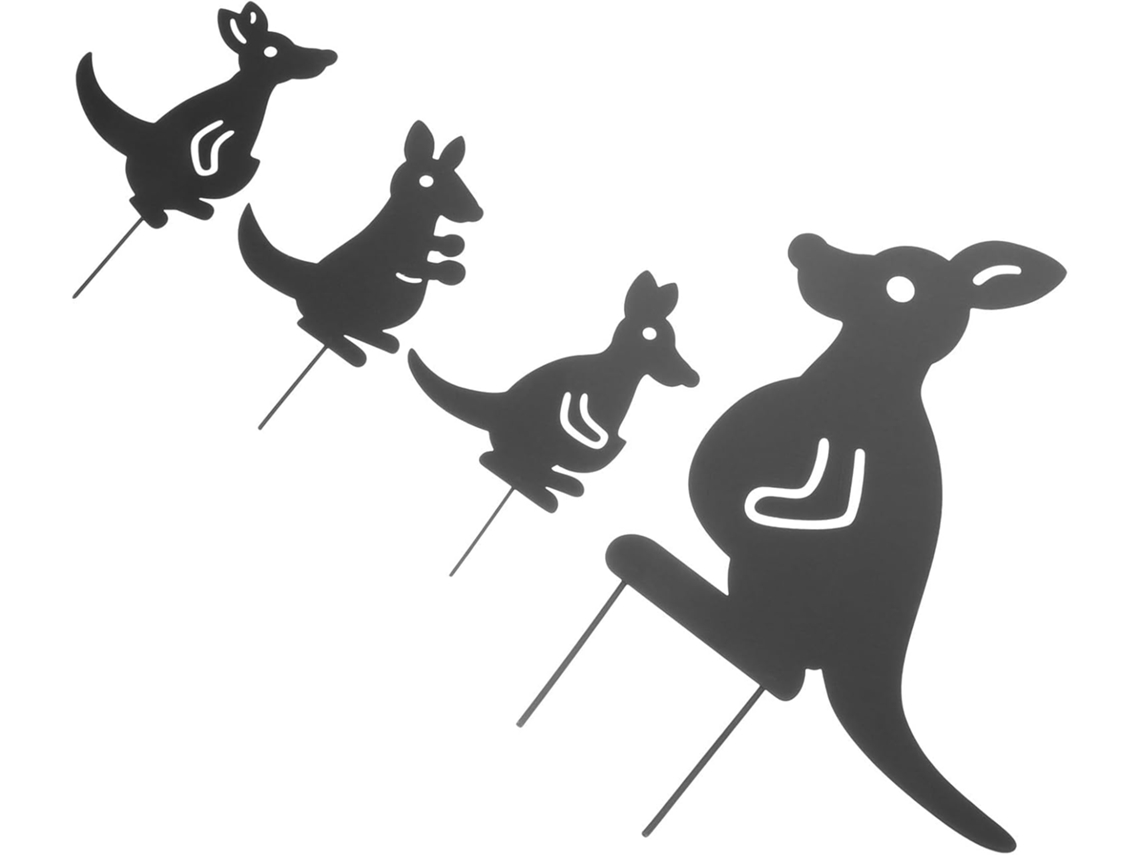 Kit de 4 Peças de Decoração para Solo, em Ferro Preto com Design de Animais. Estacas Decorativas para Jardim, Pátio e CHABERLU